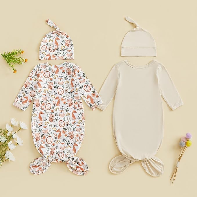 2-Pack Baby Sleeper knotted Gown Boy Girl Nightgown - Image 3
