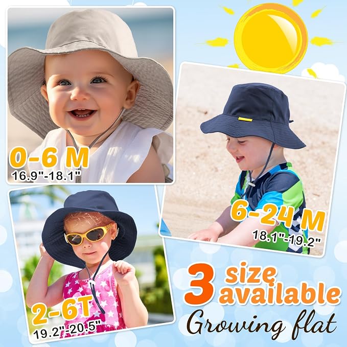 Baby Sun Hat Kids Summer Sun Protection Toddler Bucket Hat Wide Brim Adjustable - Image 4
