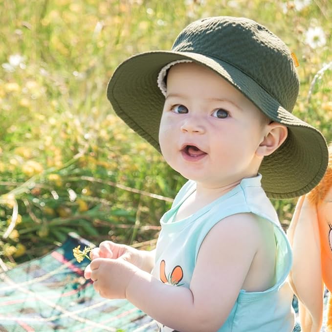 HONGTEYA Baby Sun Hat Wide Brim Adjustable Toddler Beach Bucket Hat | Soft - Image 5