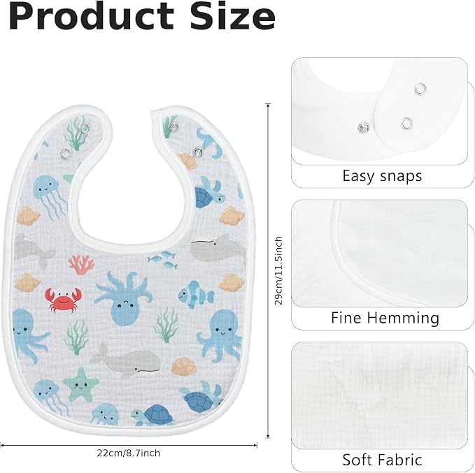 Baby Bibs for Baby Boys Girls 6-Pack - Image 2
