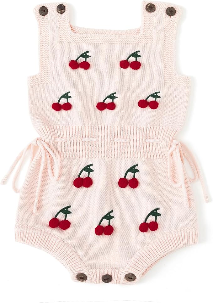 Simplee kids Baby Girl Romper, Sleeveless Pompoms Square Neck | Soft Breathable by Simpleekids