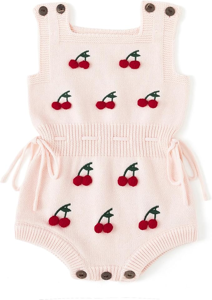 Simplee kids Baby Girl Romper, Sleeveless Pompoms Square Neck | Soft Breathable by Simpleekids