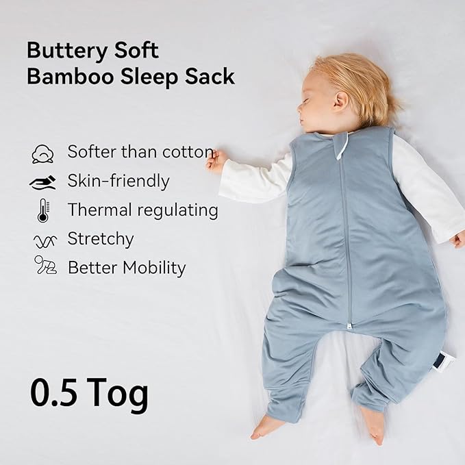 BubblePanda Rayon Made from Bamboo Toddler Sleep Sack with Feet 0.5 Tog Ultra Soft Toddler Sleeping Sack 3t-4t Baby Sleep Bag Walker Wearable Blanket with Legs 2-Way Zipper Lightweight