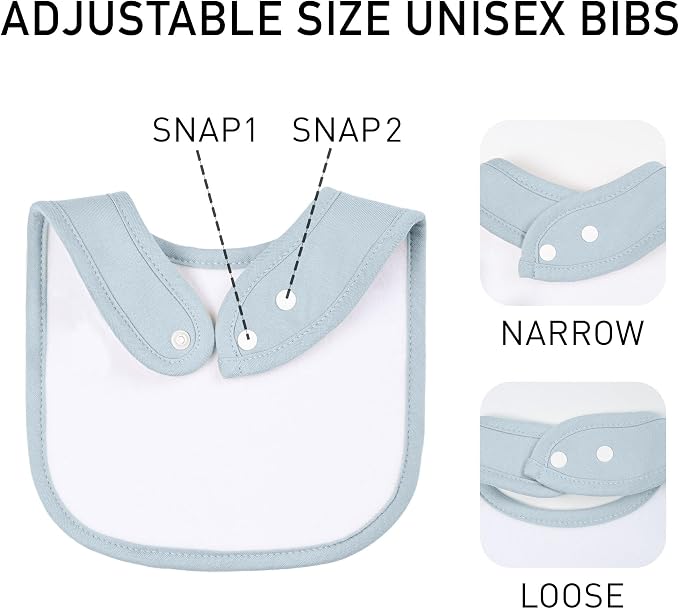 10 Pack Cotton Snap Bibs for Baby Boy Girl, Super Soft Drool Bibs for Teething - Image 6