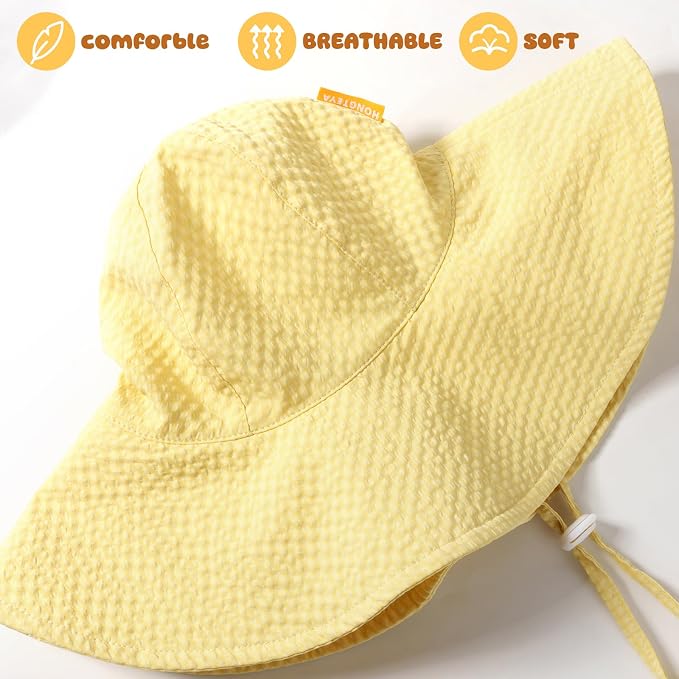 HONGTEYA Baby Sun Hat Wide Brim Adjustable Toddler Beach Bucket Hat | Soft - Image 4
