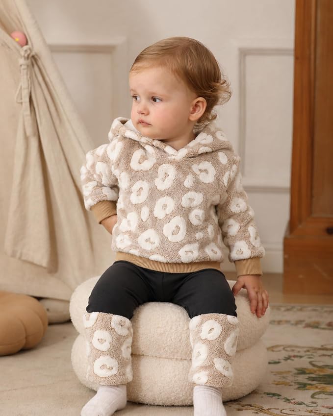 Jecson Toddler Girl Clothes Baby Girl Fleece Hoodie Outfits Thick Thermal - Image 3