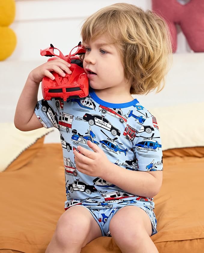 babee Reshinee Bamboo Viscose Toddler Boys Pajamas Set, Short Sleeve Kids - Image 7