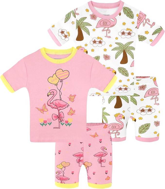DAUGHTER QUEEN Girls Summer Pajamas Set 4 Pieces 100% Cotton Sleepwear Size 18 by DAUGHTERQUEEN