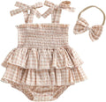 Newborn Baby Girl Summer Clothes Plaid Ruffle Bodysuits Onesie Infant Girl by LedyChampswiinToddlerBaby