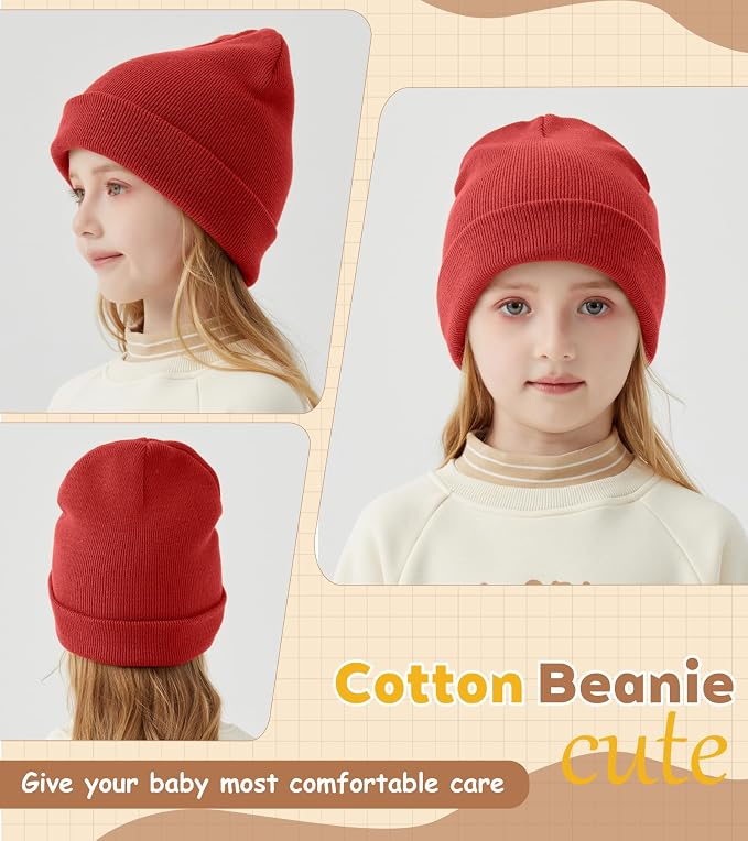 100% Cotton Baby Beanie Toddler Boys Girls Kids Winter Hat Knit Winter Warm Cap - Image 3