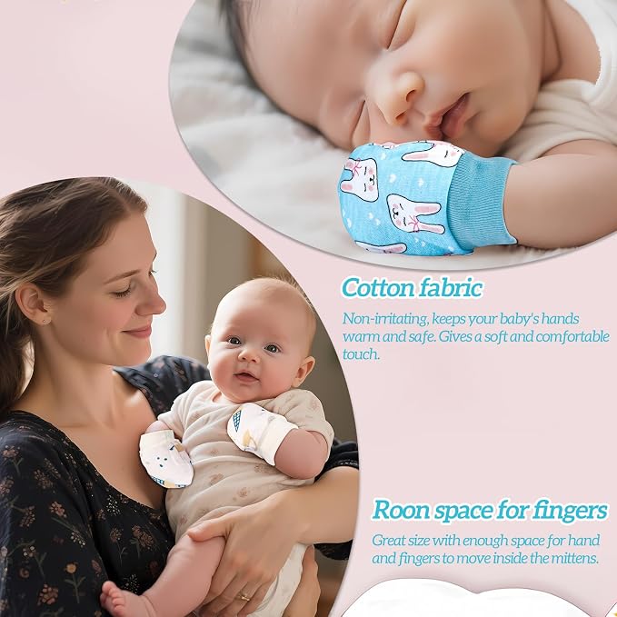 No Scratch Baby Mittens, Newborn Infant Toddler Mittens | Soft Elastic Wrist - Image 4