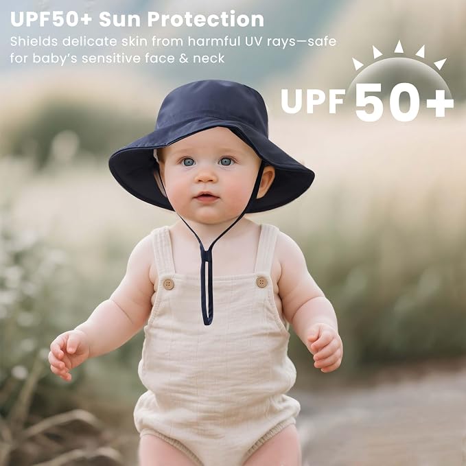 Konssy 2-Pack Muslin Baby Sun Hats - Image 3