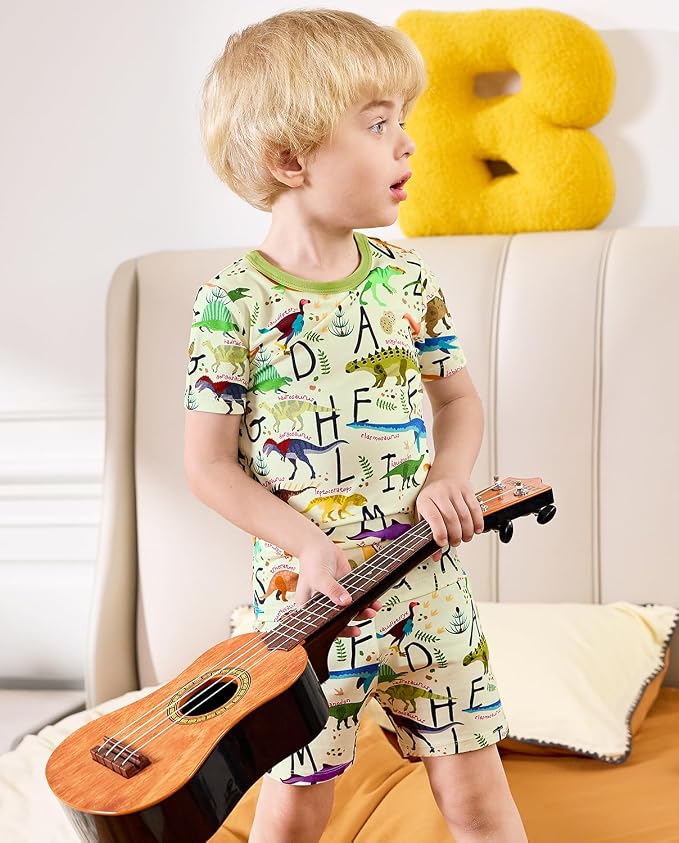 babee Reshinee Bamboo Viscose Toddler Boys Pajamas Set, Short Sleeve Kids - Image 8