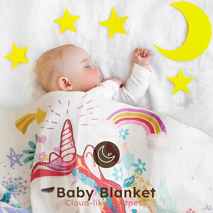 5 Pack Muslin Swaddle Blanket & Baby Burp Cloths, Soft & Breathable Receiving - Image 5