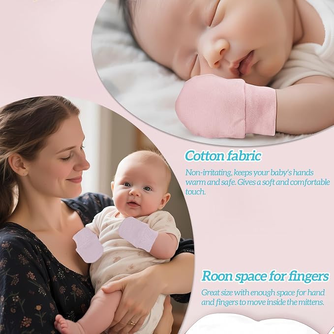 No Scratch Baby Mittens, Newborn Infant Toddler Mittens | Soft Elastic Wrist - Image 4