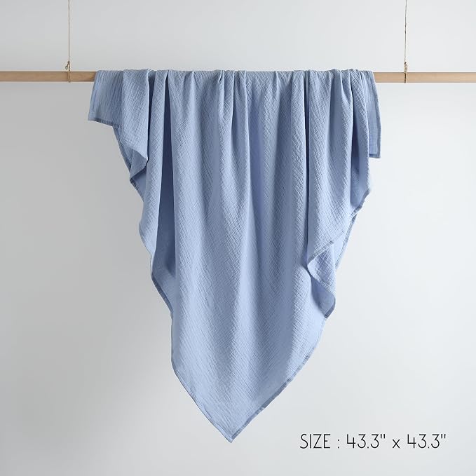 Meracorallo Muslin Swaddle Blanket, 100% Cotton, Placid Blue | Soft Breathable - Image 8