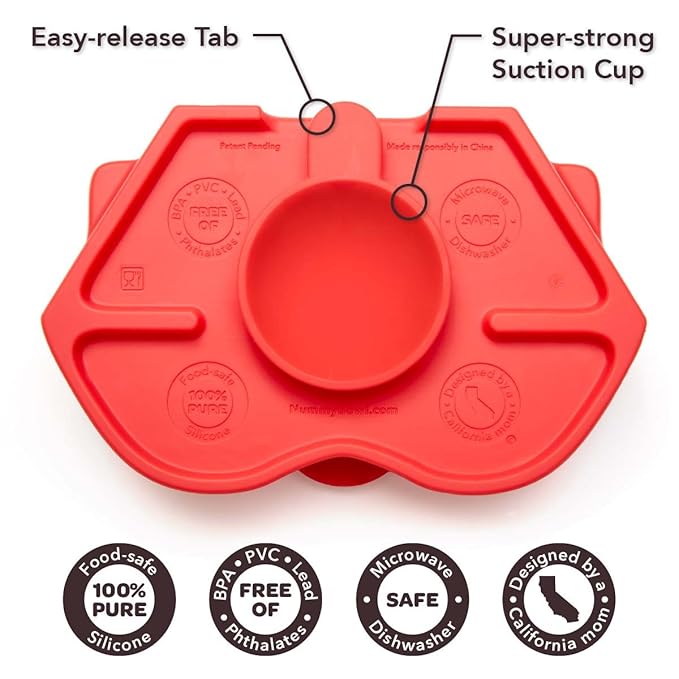 Nummy BOWL - Pure Silicone Bowl with Hidden Suction Cup for Babies and Toddlers | BPA and Phthalate Free | Microwave and Dishwasher Safe | Great Baby Gift (Red, Puppy Pal Collection)