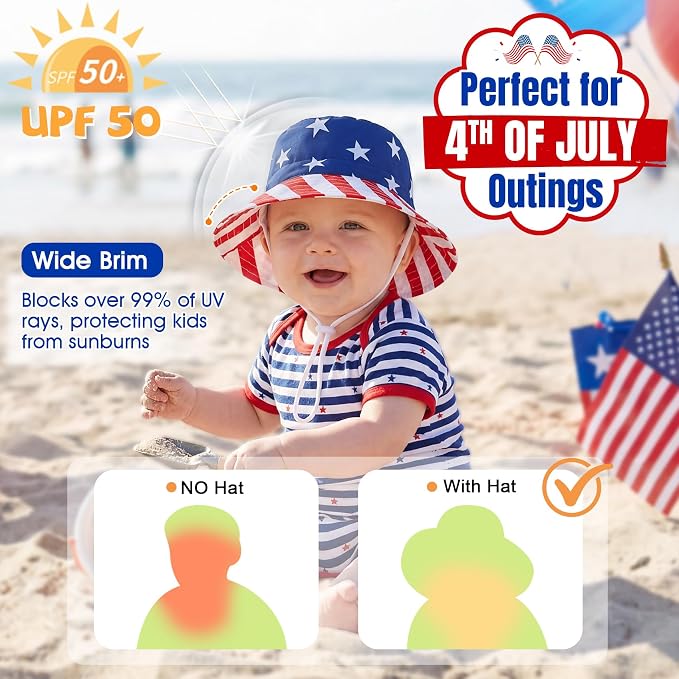 Durio UPF 50+ Baby Sun Hat Wide Brim Toddler Bucket Hats - Image 2