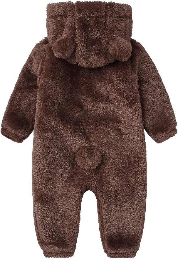 Baby Furry Jumpsuit Infant Bear Onesies Zipper Long Sleeve One-Piece Romper - Image 2