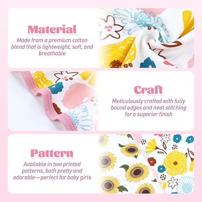 Dizila 2 Sets Adjustable Soft Cotton Blend Newborn Infant Baby Girl Receiving - Image 4