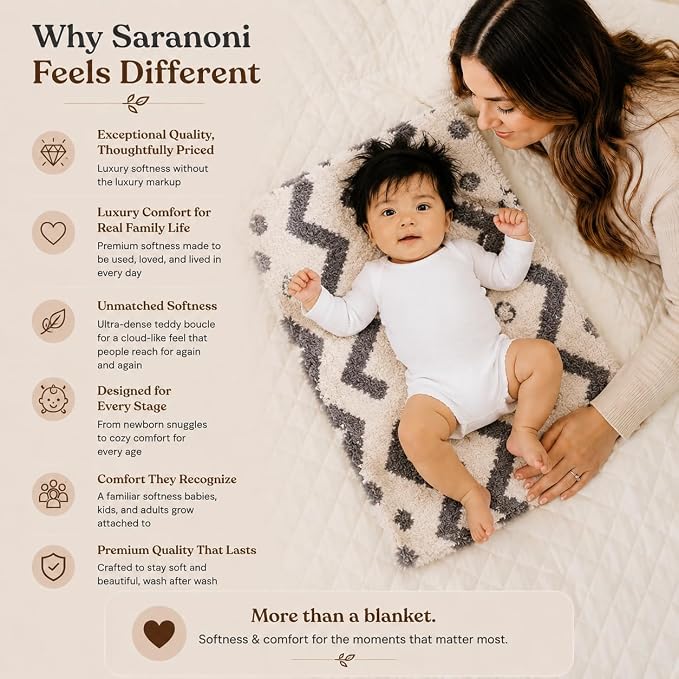 Saranoni Luxury Security Blanket Soft Plush Baby Blanket Mudcloth 20x15 | - Image 3
