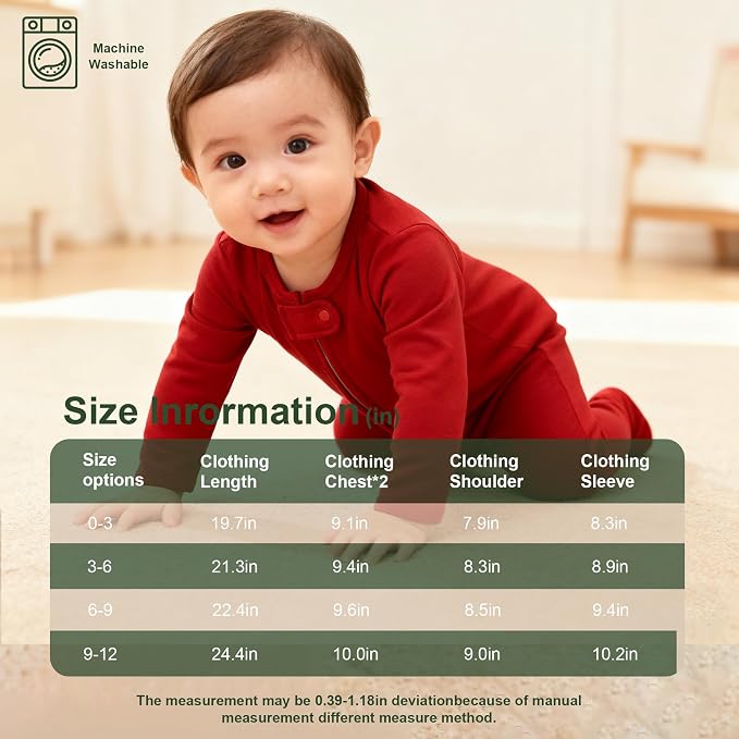 Hikido Baby Romper 100% Organic Cotton Pajamas One Piece Long Sleeve Zipper - Image 7