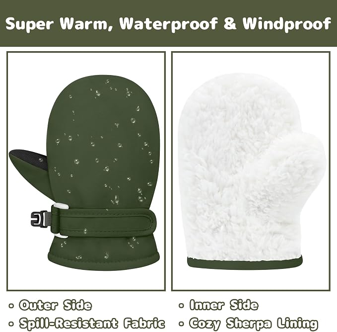 Olreco Baby Toddler Mittens Waterproof Infant Baby Winter Mittens Toddler Snow - Image 5