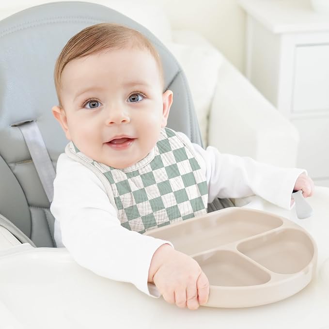 Bearmoss 100% Cotton 10 Pack Muslin Baby Bibs - Image 2