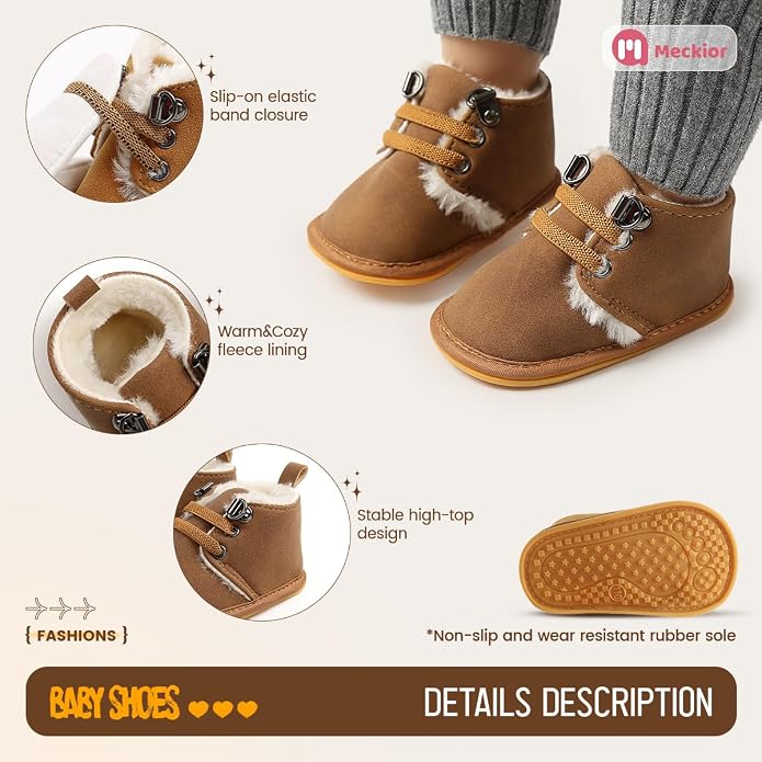 Meckior Baby Booties Newborn Infant Unisex Baby Girls Boys Velvet Rubber - Image 5