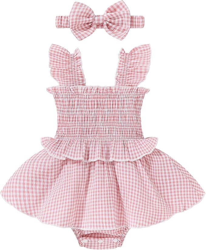 YOUNGER TREE Baby Girl Clothes Ruffle Romper Boho Dress Summer Cake Smash by YOUNGERTREE