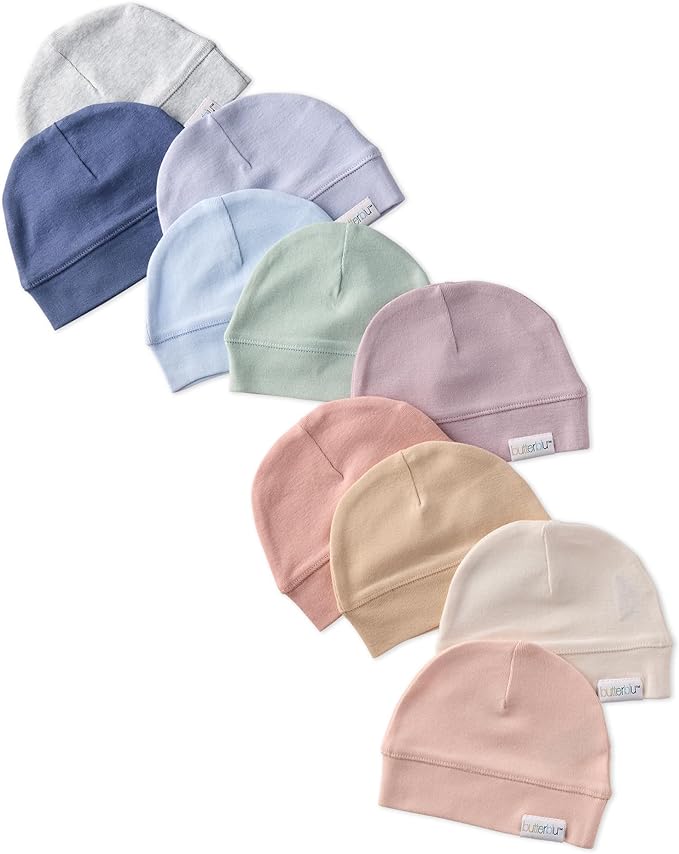 Butterblu Charlie 10-Pack Caps 100% Organic Cotton Beanie Hats | GOTS certified by Butterblu