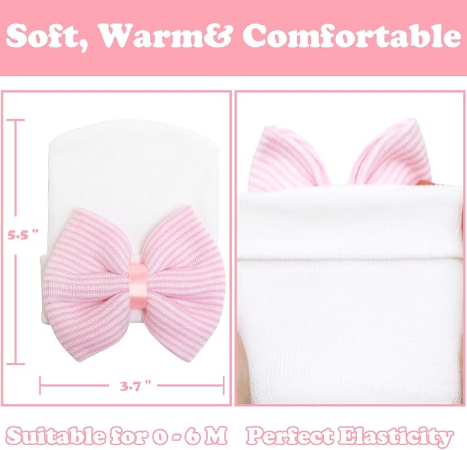Sarfel Newborn Hats for Girls Hospital Hat Baby Girl Bows and Headbands Infant - Image 5
