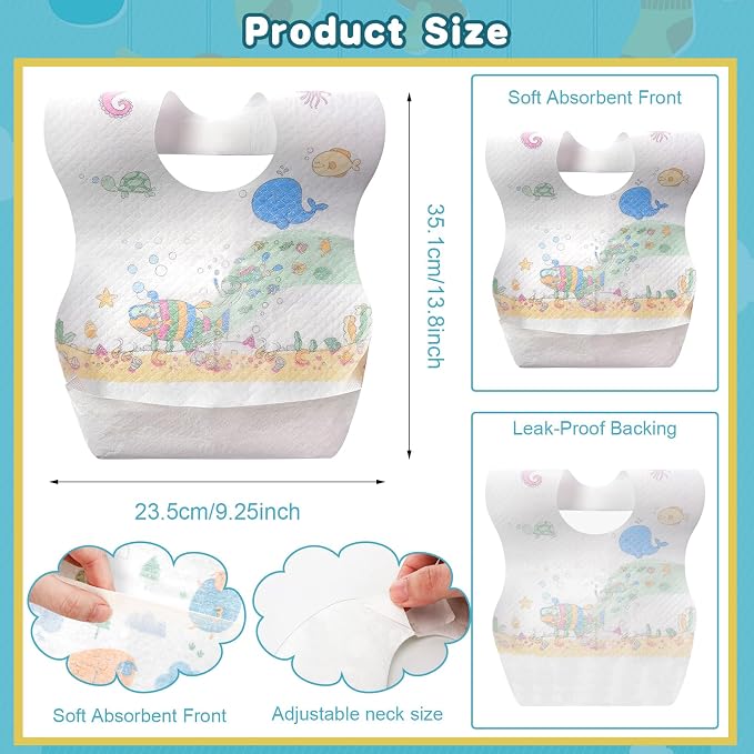 Shinymoon 100 Pcs Disposable Baby Bibs Individual Wrapped Travel Bibs - Image 4