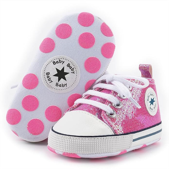 Unisex Baby Girls Boys Canvas High-top Shoes, Newborn Infant Anti-Slip Soft by KKIIDDSS