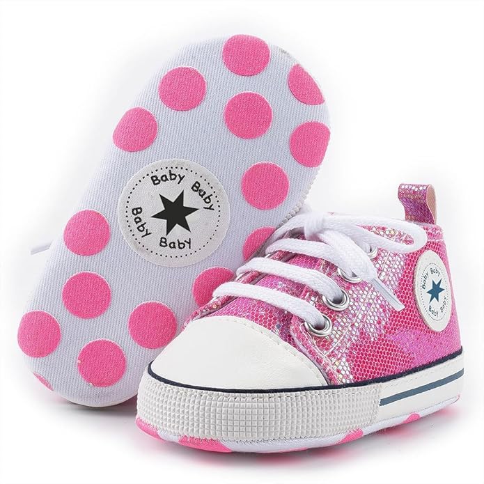 Unisex Baby Girls Boys Canvas High-top Shoes, Newborn Infant Anti-Slip Soft by KKIIDDSS