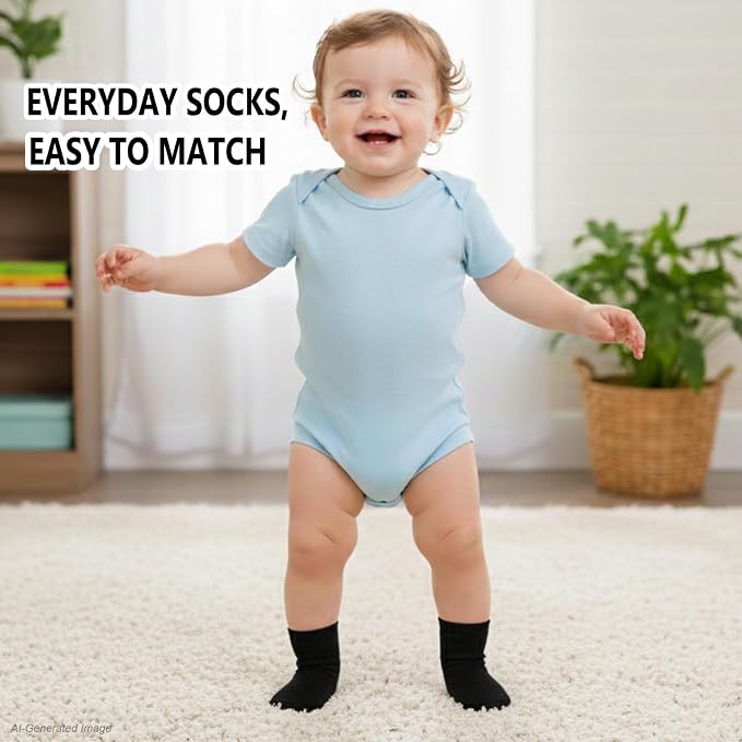 Baby Crew Socks, Cotton Rich Newborn Fit 0–3/3–6/6–12 Months - Image 3