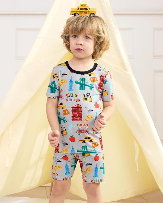 babee Reshinee Bamboo Viscose Toddler Boys Pajamas Set, Short Sleeve Kids - Image 3