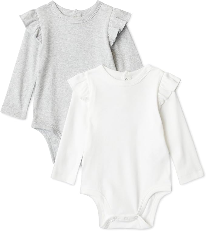 Amazon Essentials Baby Girls' Long-Sleeved Ruffle Bodysuits by AmazonEssentials