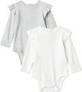 Amazon Essentials Baby Girls' Long-Sleeved Ruffle Bodysuits by AmazonEssentials