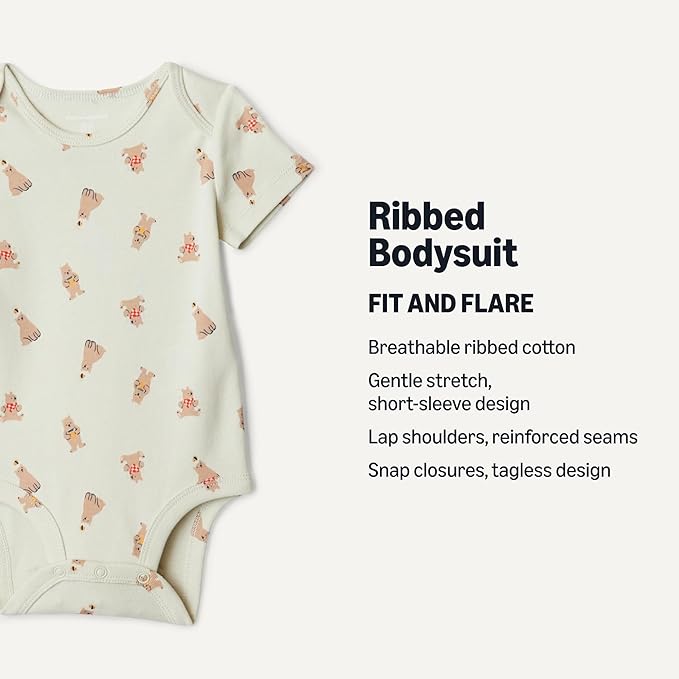 Amazon Essentials Unisex Babies' Short-Sleeve Bodysuits - Image 2