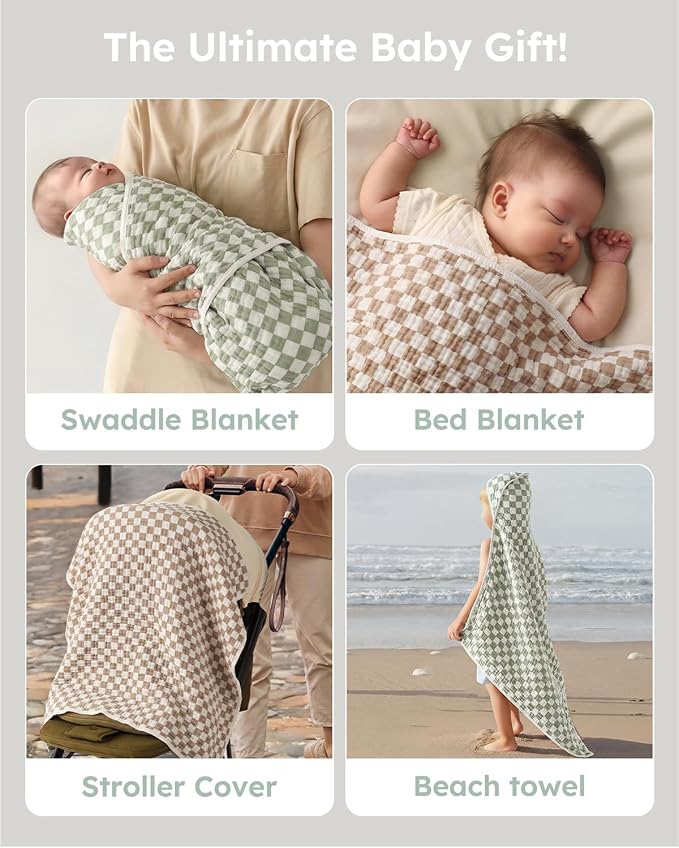 Yoofoss Hooded Baby Bath Towels 2 Pack 100% Muslin Organic Cotton - Image 5
