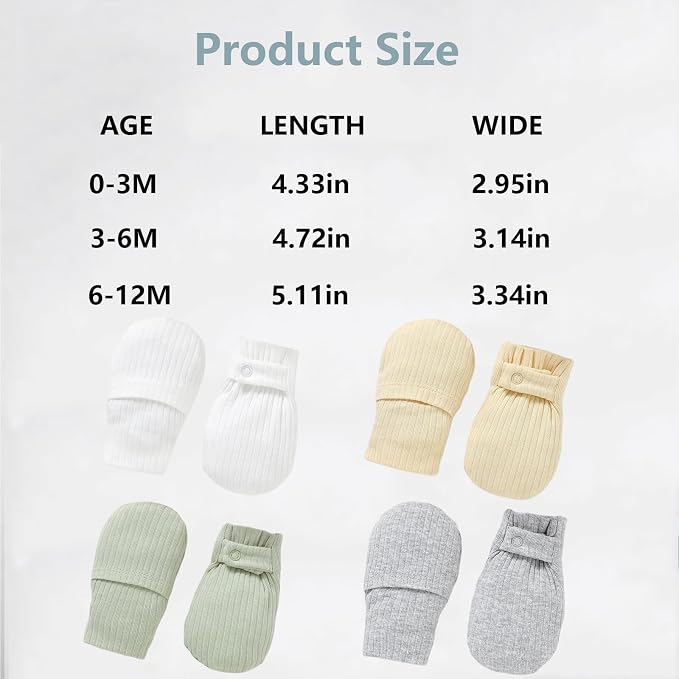 Baby Newborn No Scratch Mittens Stay On Cotton Gloves 0-12 Months | Organic - Image 6