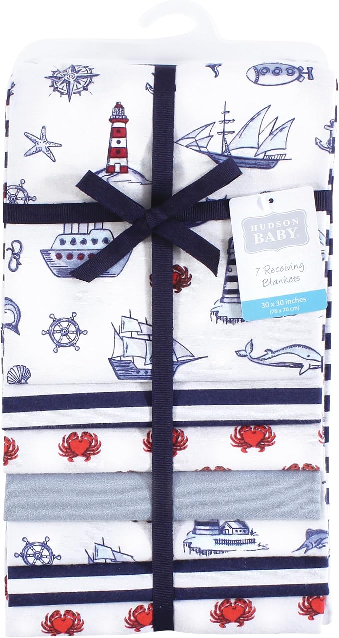 Little Treasure Hudson Baby Cotton Poly Flannel Receiving Blankets Multipack - Image 2