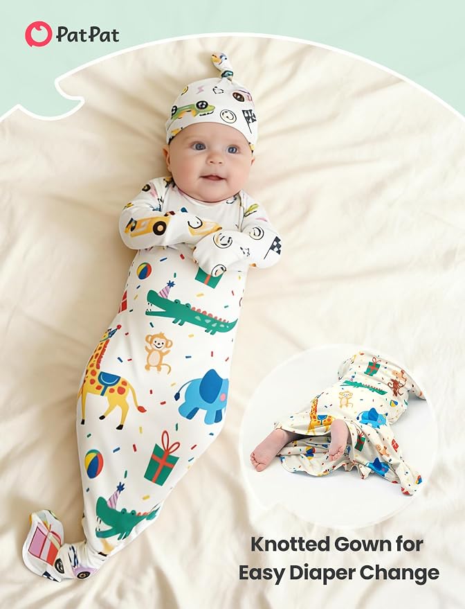 PATPAT Baby Sleeper Gown with Hat - Image 4
