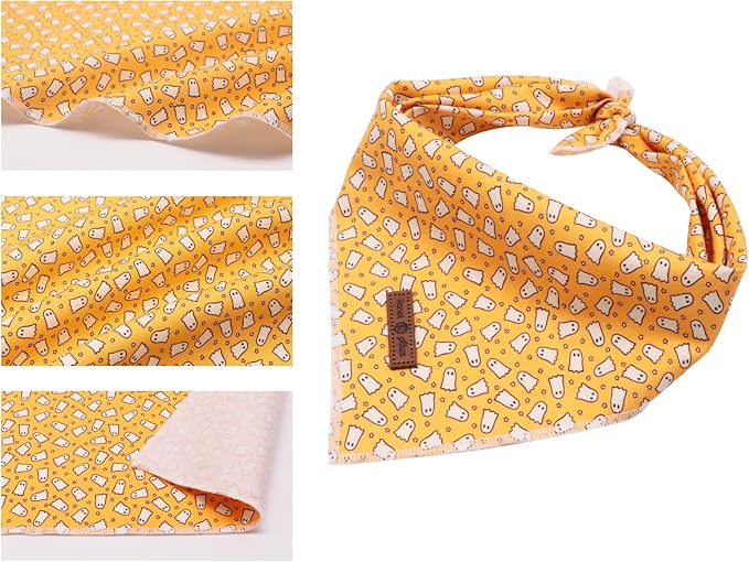 Lionet Paws Halloween Dog Bandana, Fabric Ghost Dogs Kerchief - Image 2