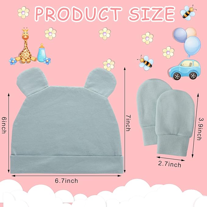 Toulite 10 Set Newborn Baby Socks Hat and Mittens Soft Ankle Sock Newborn - Image 2
