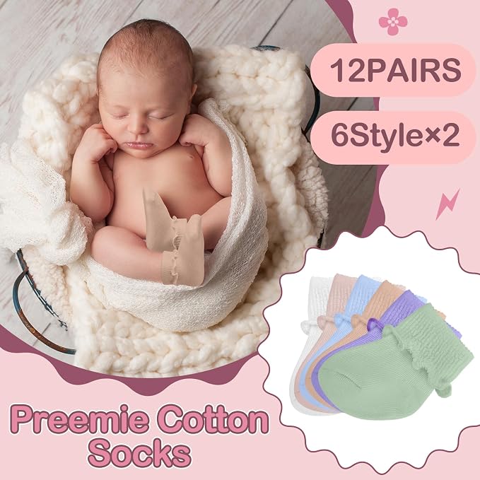 Toulite 12 Pairs Preemie Ankle Socks - Image 3