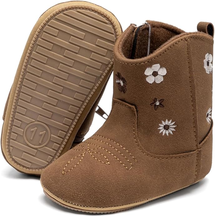 Meckior Baby Girls Cowboy Tassel Boots Side Zipper Moccasins Soft Bottom by Meckior