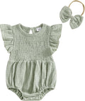 Kavousa Newborn Baby Girl Clothes Summer Bubble Romper Headband Outfit by KAVOUSA