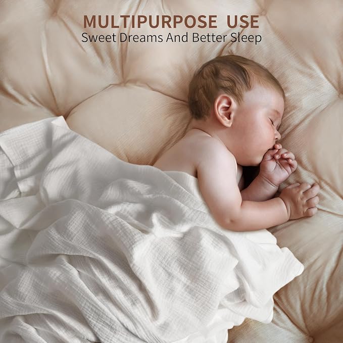 Muslin Swaddle Blankets for Newborn, 2 Pack Breathable Soft Receiving Blanket - Image 6